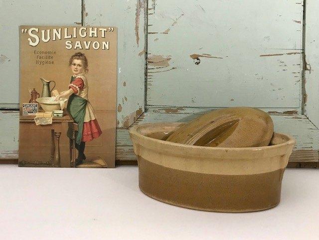 Franse mosterd kleurige paté terrine paté pot, Antiek en Kunst, Ophalen of Verzenden