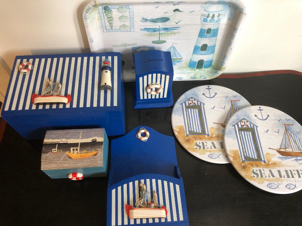 Set 7 dlg woonaccessoires nautisch, strand, zee, marine, Ophalen of Verzenden, Gebruikt