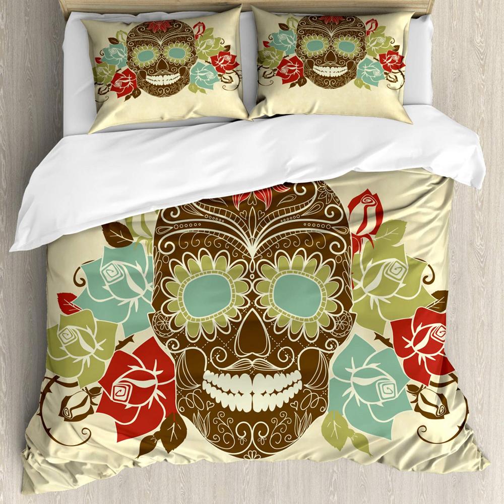 Sugar Skull Dekbedovertrek / Skull Doodshoofd Mexicaans, Verzenden, Nieuw, Overige maten, Dekbedovertrek