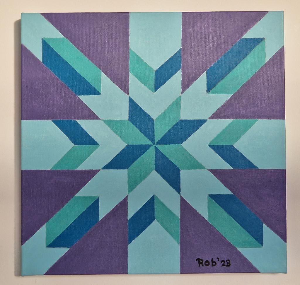 abstract zelf geschilderd op doek met acryl, 2 luik, Ophalen