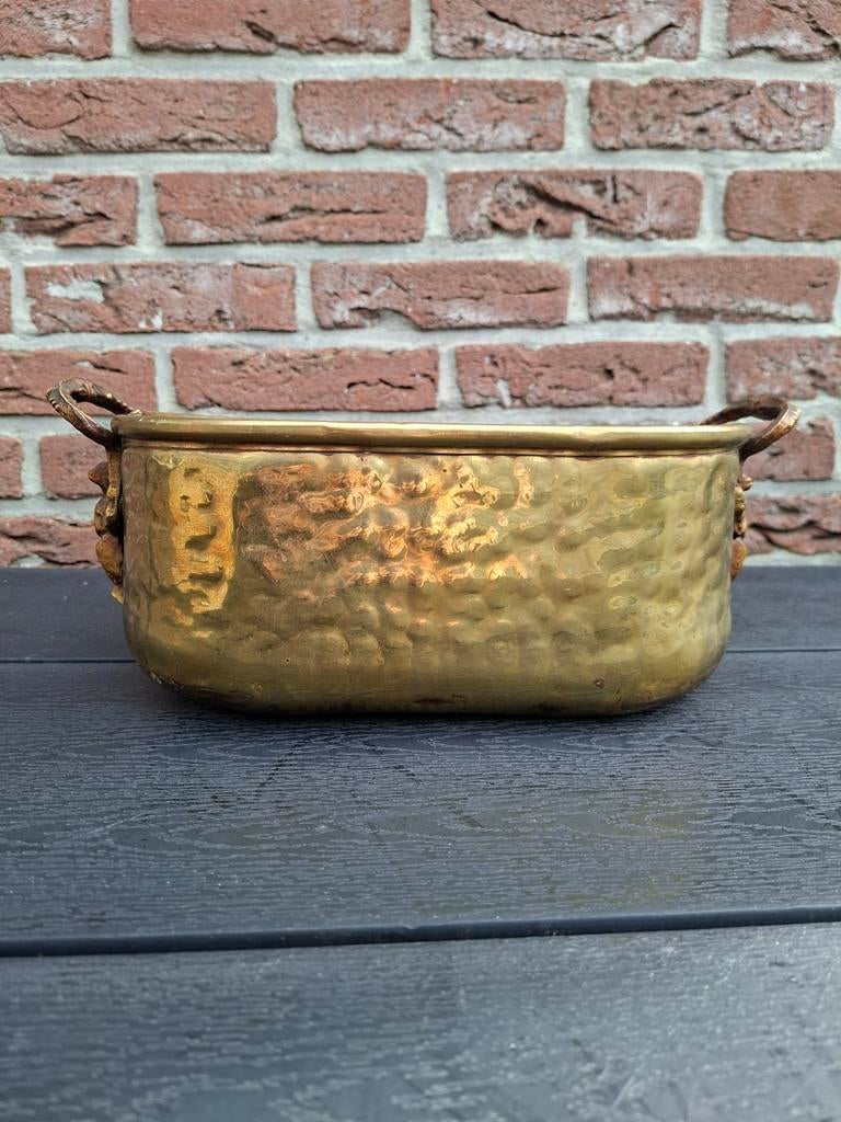 Antieke Koperen Plantenbak met Handvatten, Ophalen of Verzenden, Koper