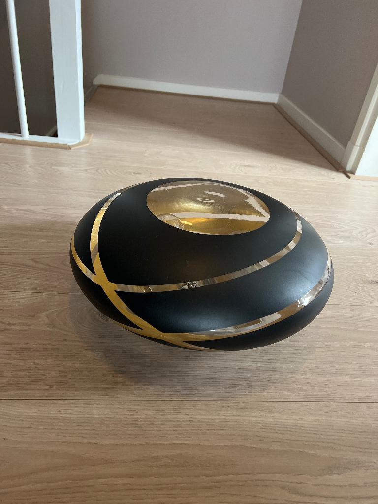 Plafondlamp faro glas zwart / goud 40cm 2xe27, Ophalen, Zo goed als nieuw, Glas, Modern