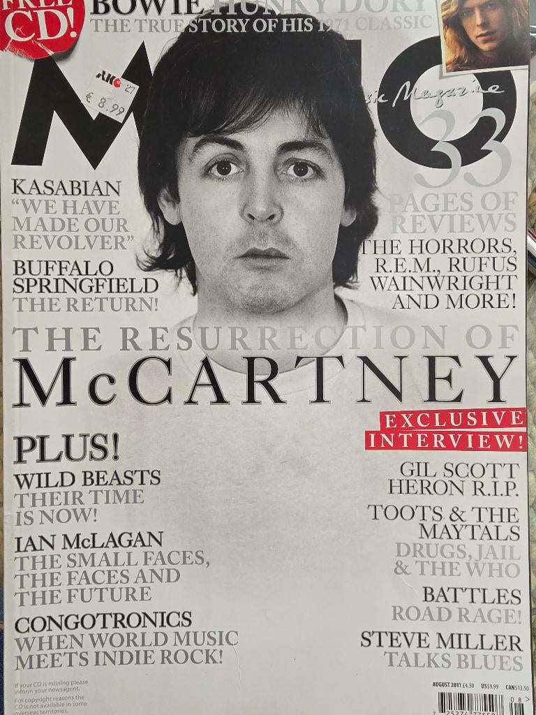 MOJO 08-2011 McCartney Kasabian Wild Beasts McLagan Scott He, Ophalen of Verzenden, Zo goed als nieuw, Wetenschap en Natuur
