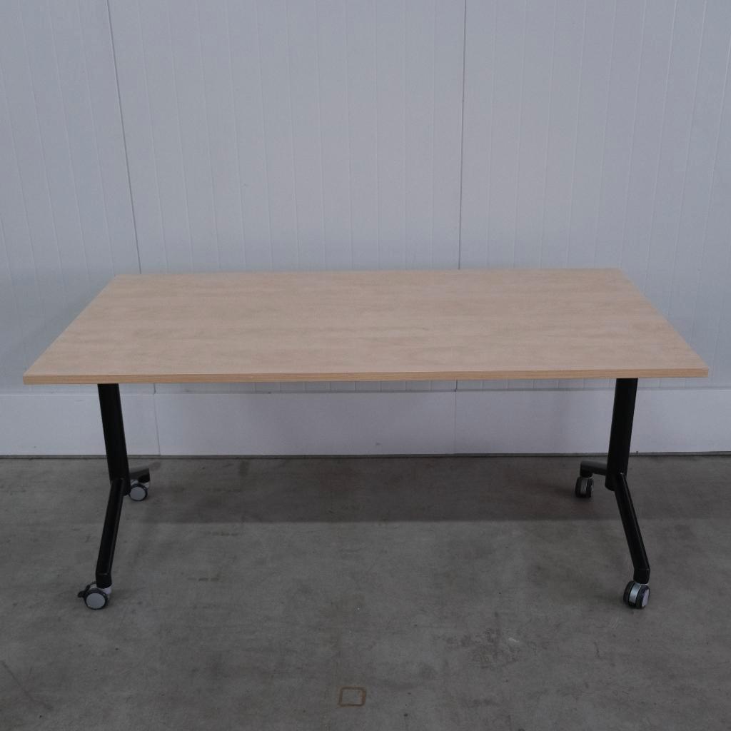 Verrijdbare klaptafel,  160x80cm, H74cm, Ahorn/Zwart BR104, Gebruikt, -, -, Ophalen of Verzenden