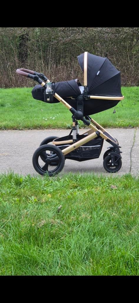 Stijlvolle kinderwagen met reiswieg - Zwart/Goud, Overige merken, Ophalen of Verzenden, Zo goed als nieuw, Combiwagen