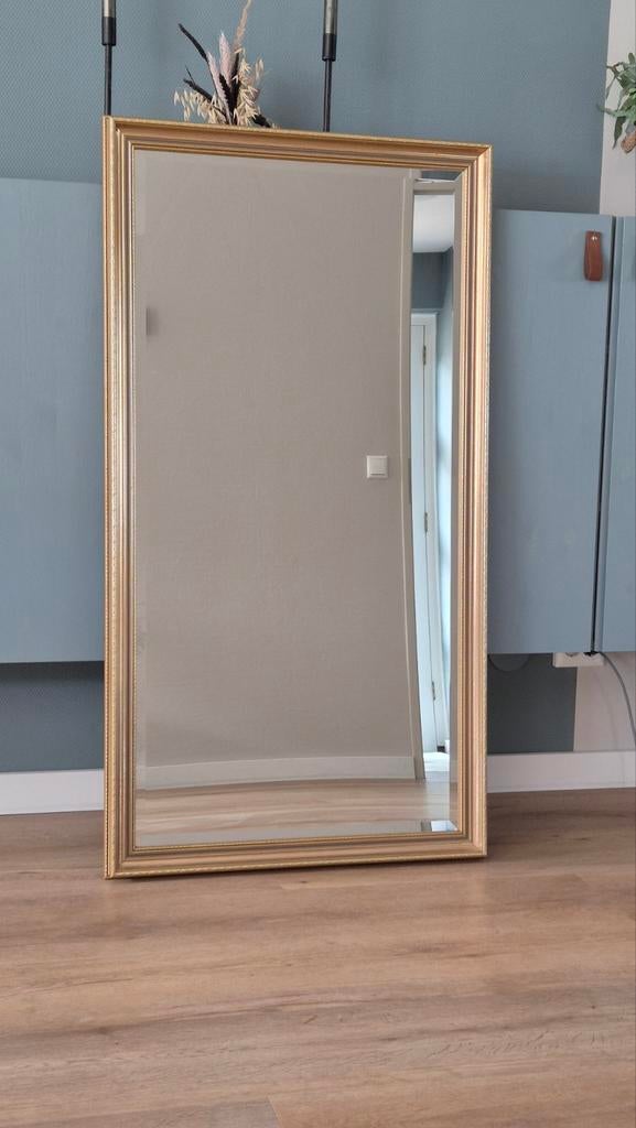 Brocante spiegel met lijst, Gebruikt, 100 tot 150 cm, Ophalen of Verzenden, 75 tot 100 cm
