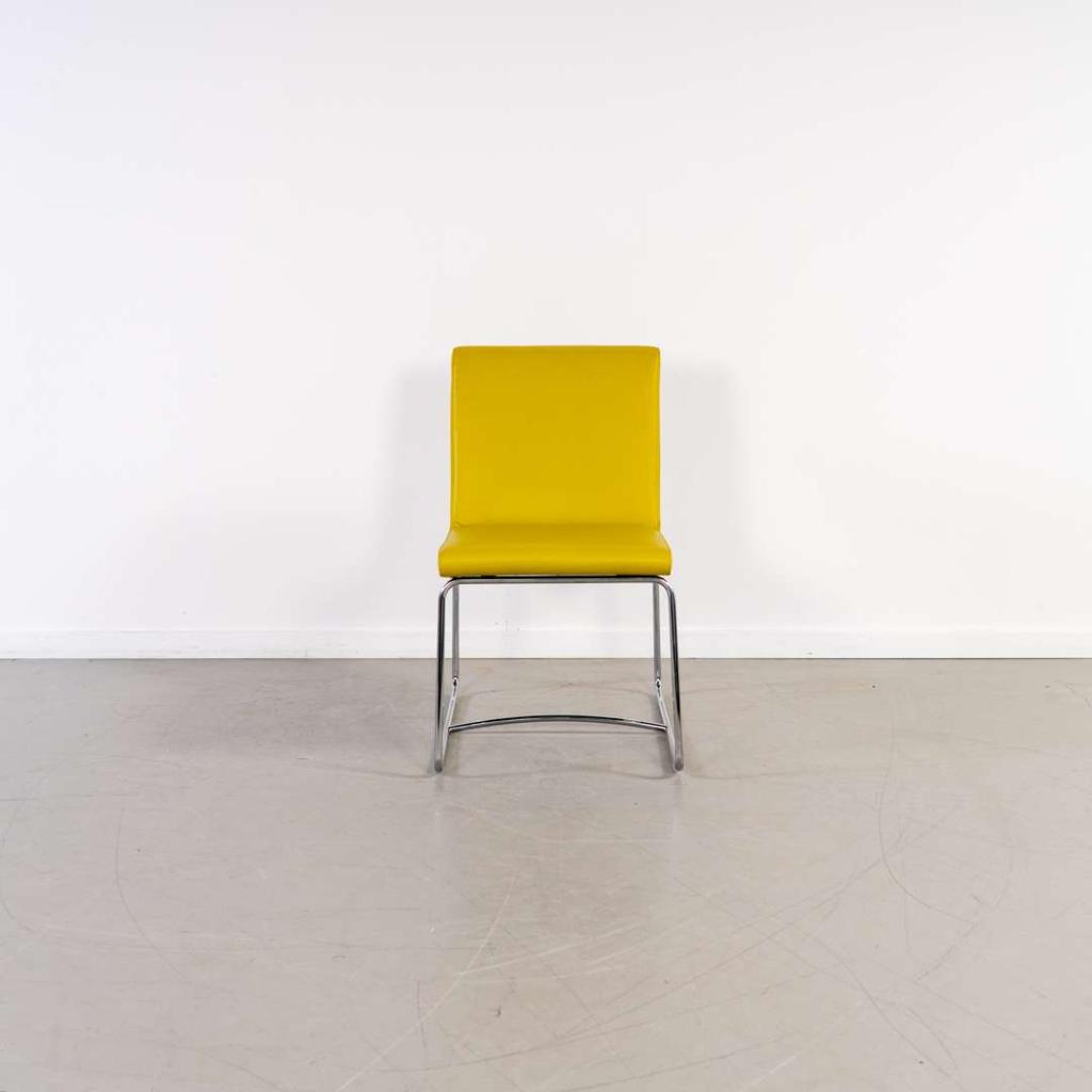 4x Leolux Spring Eetkamer Stoel Dancer Okergeel Leer -Chroom, Niet ingevuld, Overige kleuren, Niet ingevuld, Ophalen of Verzenden