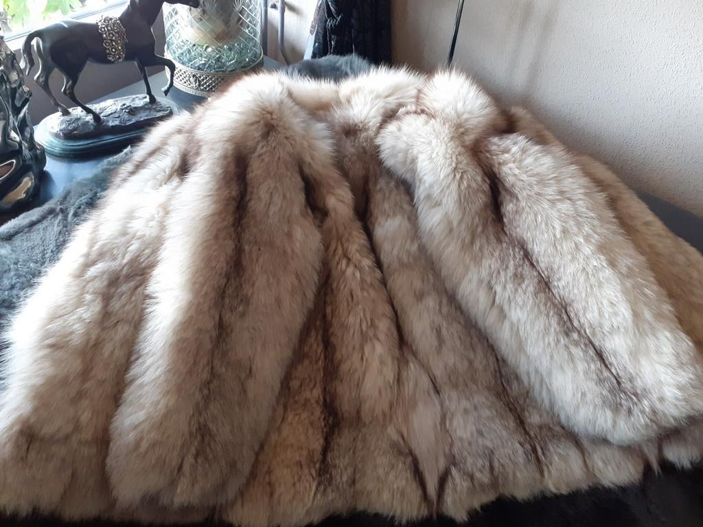 Prachtige dikke echte vintage blauwvos bontjas bont jas 36, Ophalen of Verzenden, Zo goed als nieuw, Maat 36 (S), Wit