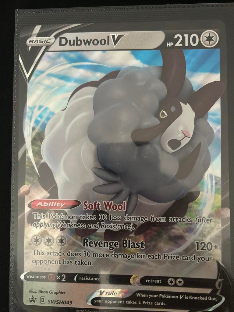 Dubwool V (oversized) SWSH049 Pokémon Kaart, Ophalen of Verzenden, Zo goed als nieuw, Losse kaart