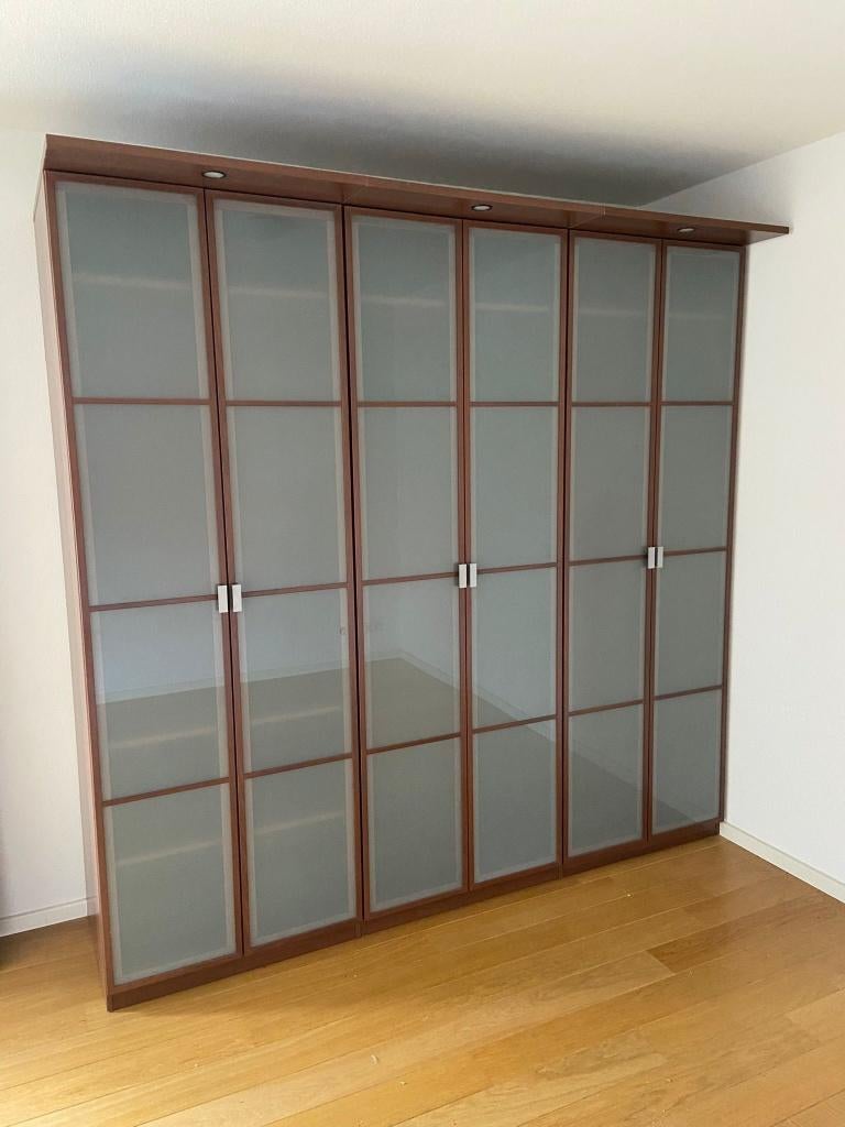 Grote linnenkast met glazen deuren, Ophalen, Strak modern, Gebruikt, 200 cm of meer