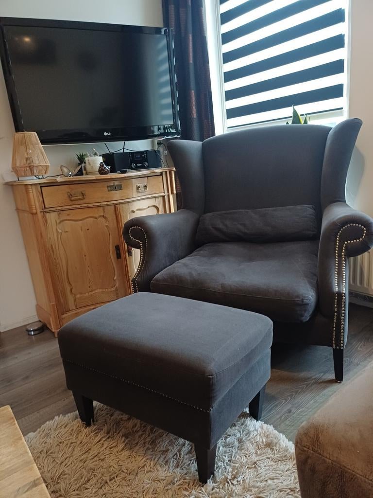 Fijne antraciet fauteuil, Huis en Inrichting, Fauteuils, Ophalen, Gebruikt, 75 tot 100 cm, 75 tot 100 cm