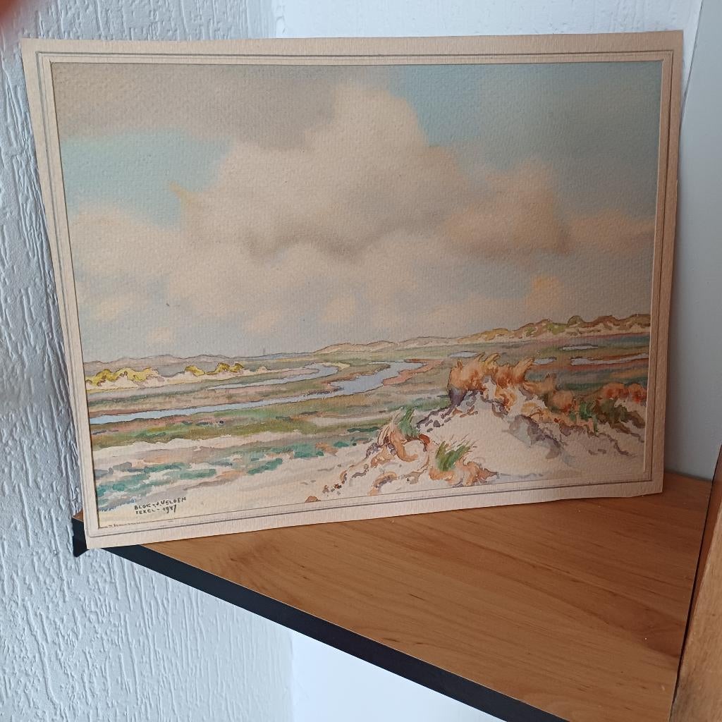 ets/aquarel Texel blok v d velden 1947, Ophalen