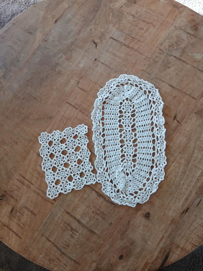 Handgemaakt vintage  wit gehaakt kleedje, Ophalen of Verzenden