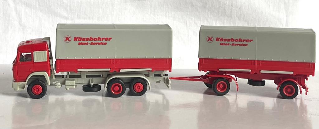 Herpa H0: Iveco truck + aanhanger "Kässbohrer Miet-Service", Ophalen of Verzenden, Zo goed als nieuw, Bus of Vrachtwagen, Herpa
