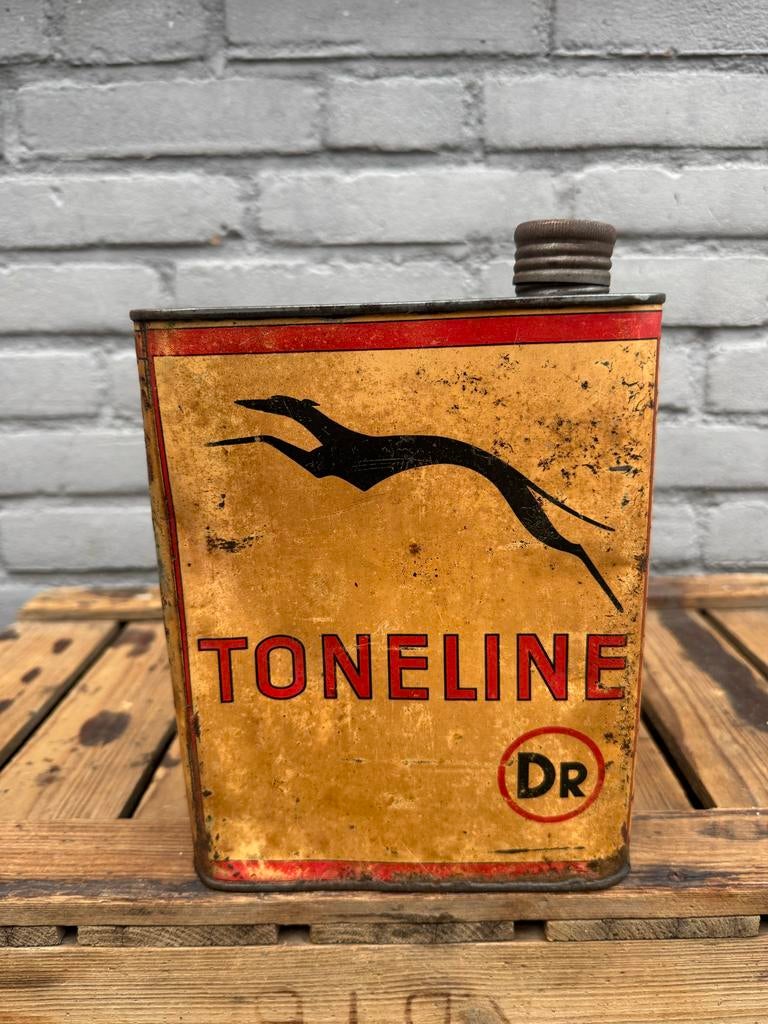 Vintage Toneline DR Olie Blik 2 Liter, Verzamelen, Blikken, Ophalen of Verzenden, Gebruikt, Overige, Overige merken