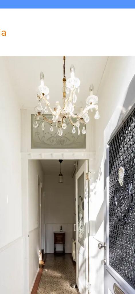 Franse kristallen kroonluchter, brocante antiek., Ophalen, Gebruikt, Glas, Tijdloos