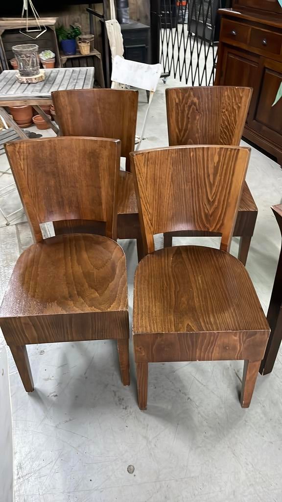 Art Deco stoelen 1930/1940, Huis en Inrichting, Stoelen, Zo goed als nieuw, Vier, Hout, Bruin, Ophalen of Verzenden