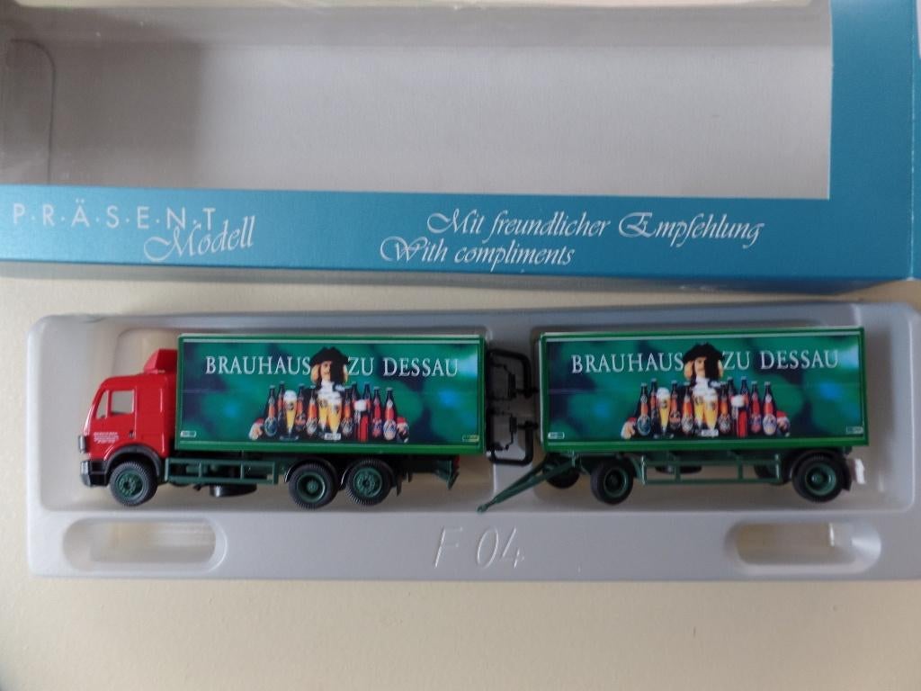 Mercedes vrachtwagen / aanhanger Brauhaus Dessau  (Herpa), Ophalen of Verzenden, Nieuw, Bus of Vrachtwagen, Herpa