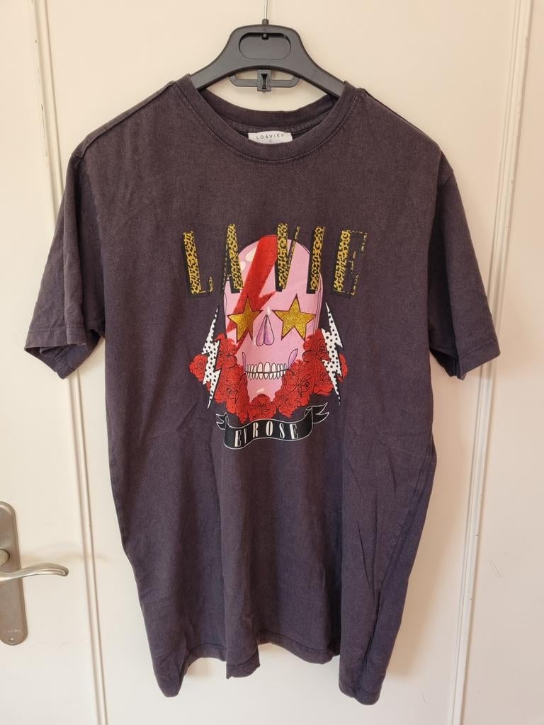 Loavies T-shirt met print - Maat S, Zwart, Ophalen of Verzenden, Korte mouw, Maat 36 (S)