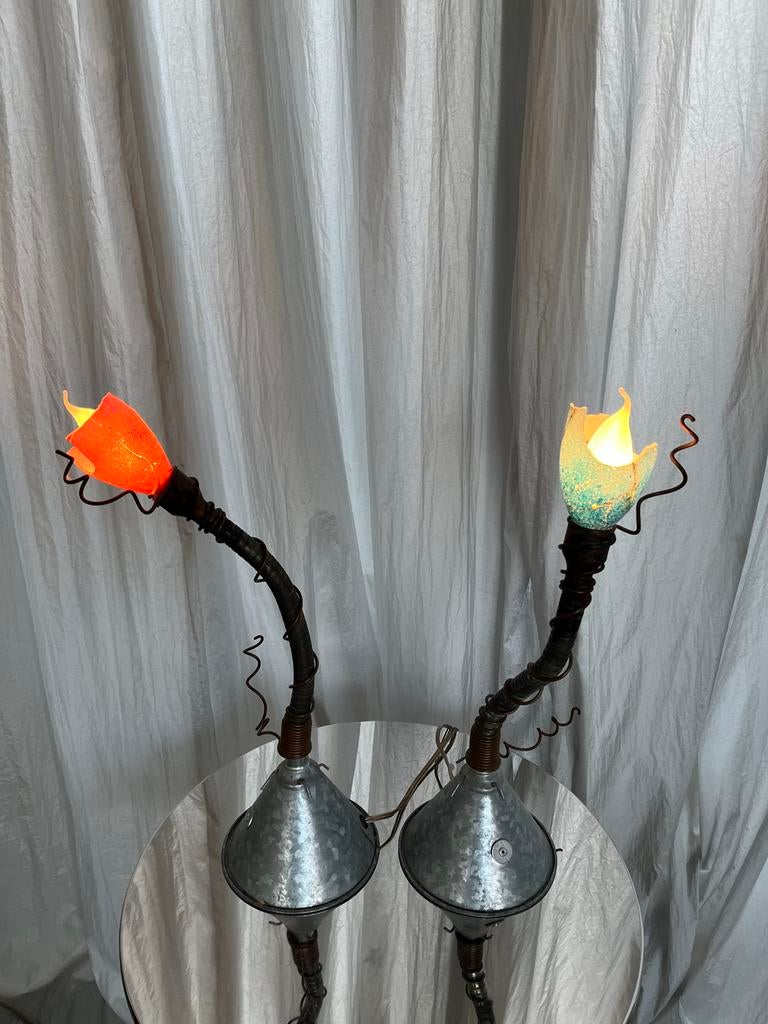 Tafellampen tulp - Gerecycled Design, Huis en Inrichting, Lampen | Tafellampen, Ophalen, Overige materialen, Gebruikt, Design, uniek