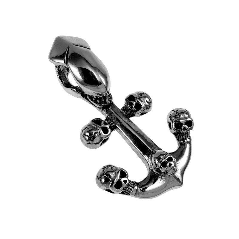 Anker Hanger Heren Gepolijst RVS Anker met Schedel Details, Sieraden, Tassen en Uiterlijk, Kettinghangers, Overige materialen