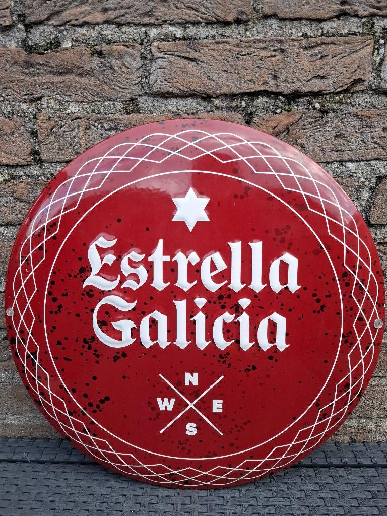 emaillebord Estrella Galicia bier, Ophalen of Verzenden, Nieuw, Reclamebord, Plaat of Schild, Overige merken