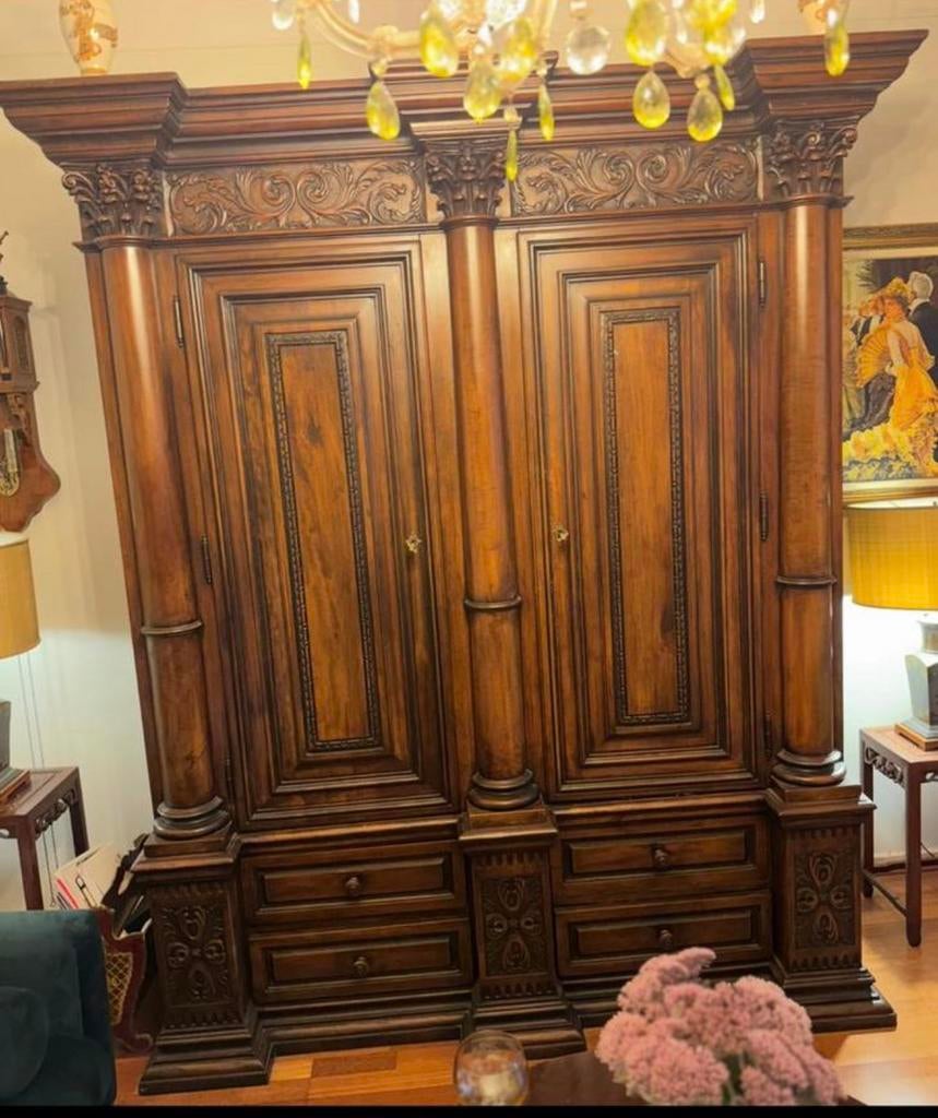 Vintage antieke houten Pander houten kast.474, Ophalen, Met deur(en), 200 cm of meer, 150 tot 200 cm