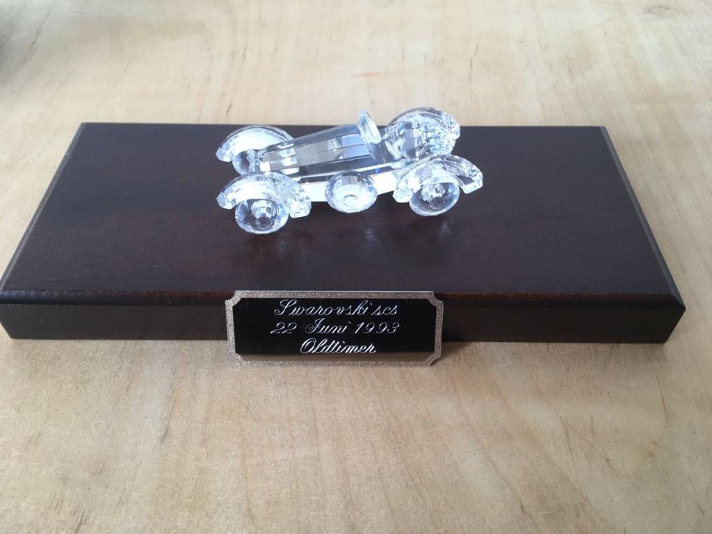 Swarovski Oldtimer op houten display, Ophalen of Verzenden, Nieuw, Figuurtje