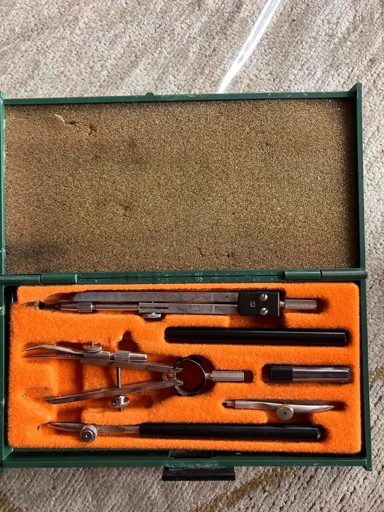 Te koop: oude set met passers., Antiek en Kunst, Ophalen of Verzenden