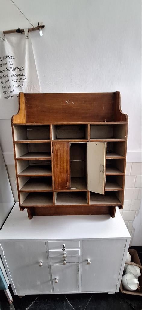 Vintage houten vakkenkast, grutters kruideniers kast kastje, Ophalen, Gebruikt, Vintage, Nvt