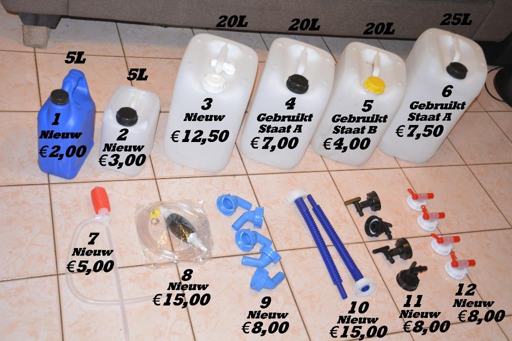 Jerrycans van 5, 20, 25 liter Nieuw & Gebruikt-Toebehoren!!, Kunststof, Met kraantje, Ophalen of Verzenden, Minder dan 75 liter