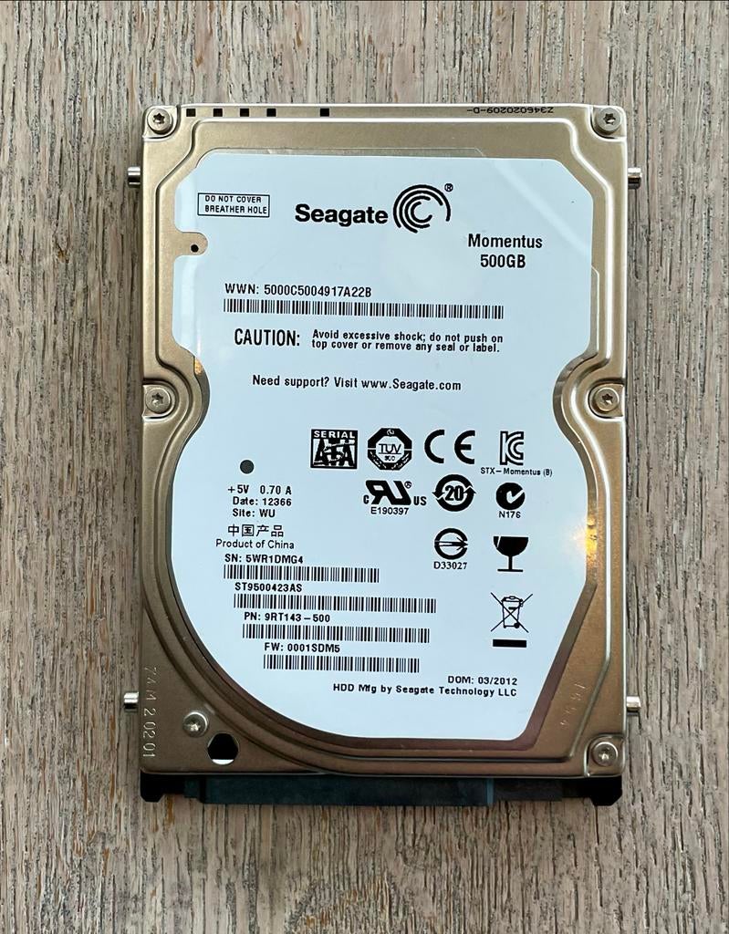 Seagate Momentus 500GB HDD, Computers en Software, Harde schijven, Intern, Gebruikt, Ophalen of Verzenden, Desktop