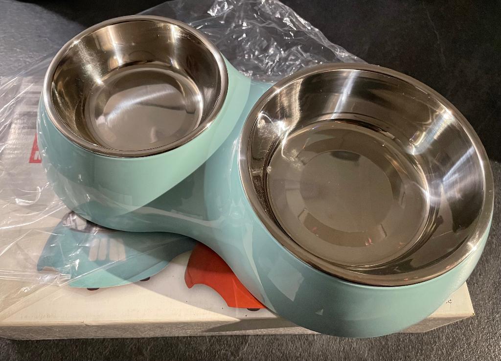 Nieuwe dubbele voerbak kat – Mintgroen, Dieren en Toebehoren, Kattenvoerbakken en Drinkbakken, Nieuw, Ophalen of Verzenden