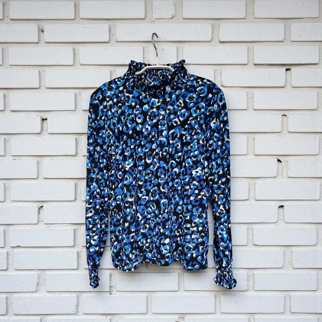 Studio Anneloes Blouse Top Maat M Blauw Zwart Wit Col Panter, Maat 38/40 (M), Blauw, Sa, Ophalen of Verzenden
