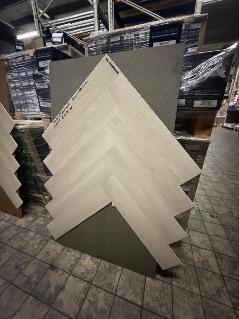 PVC CLICK VISGRAAT MET ONDERVLOER NOOIT ZO GOEDKOOP GEWEEST, Crème, 75 m² of meer, Nieuw, Ophalen of Verzenden