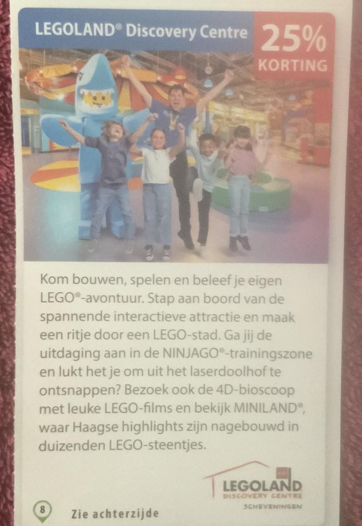 Legoland Discovery Centre Scheveningen Voordeelbon, Tickets en Kaartjes, Drie personen of meer, Kortingskaart