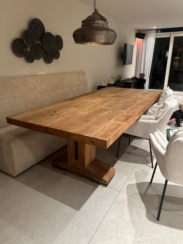 Teak houten eettafel - Robuust en stijlvol, 100 tot 150 cm, Teakhout, 200 cm of meer, Ophalen of Verzenden