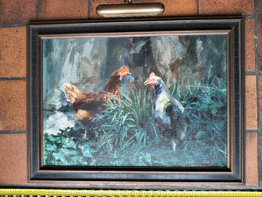 schilderij kippen, Antiek en Kunst, Ophalen