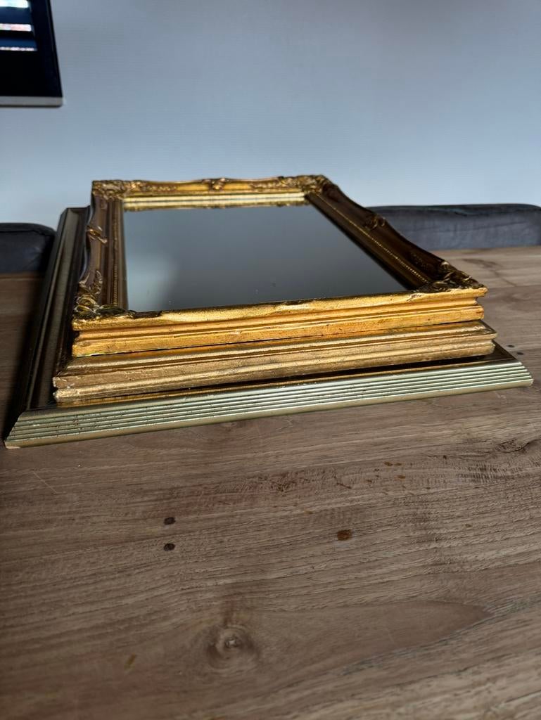 Spiegels goudkleurig 3 stuks 🧡houten lijsten, Minder dan 50 cm, Ophalen of Verzenden, Zo goed als nieuw, Minder dan 100 cm
