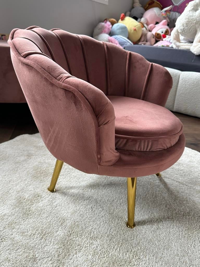Velvet schelp fauteuil (kinderstoel), Ophalen, Minder dan 75 cm, Zo goed als nieuw, Stof