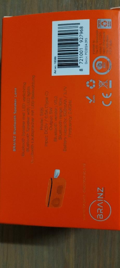 Brainz Bluetooth speaker lenn, Overige typen, Nieuw, Minder dan 60 watt, Ophalen