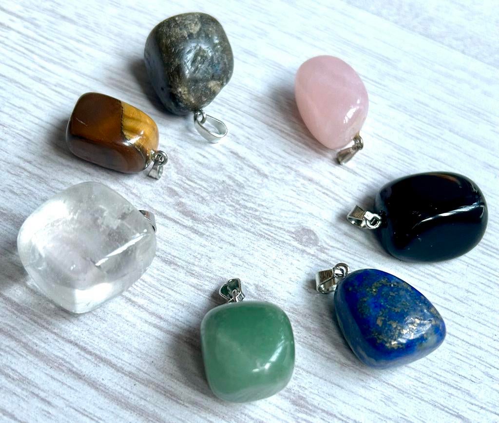 Gave gepolijste échte edelstenen kettinghangers, zie info, Ophalen of Verzenden, Zo goed als nieuw, Steen of Mineraal, Met edelsteen