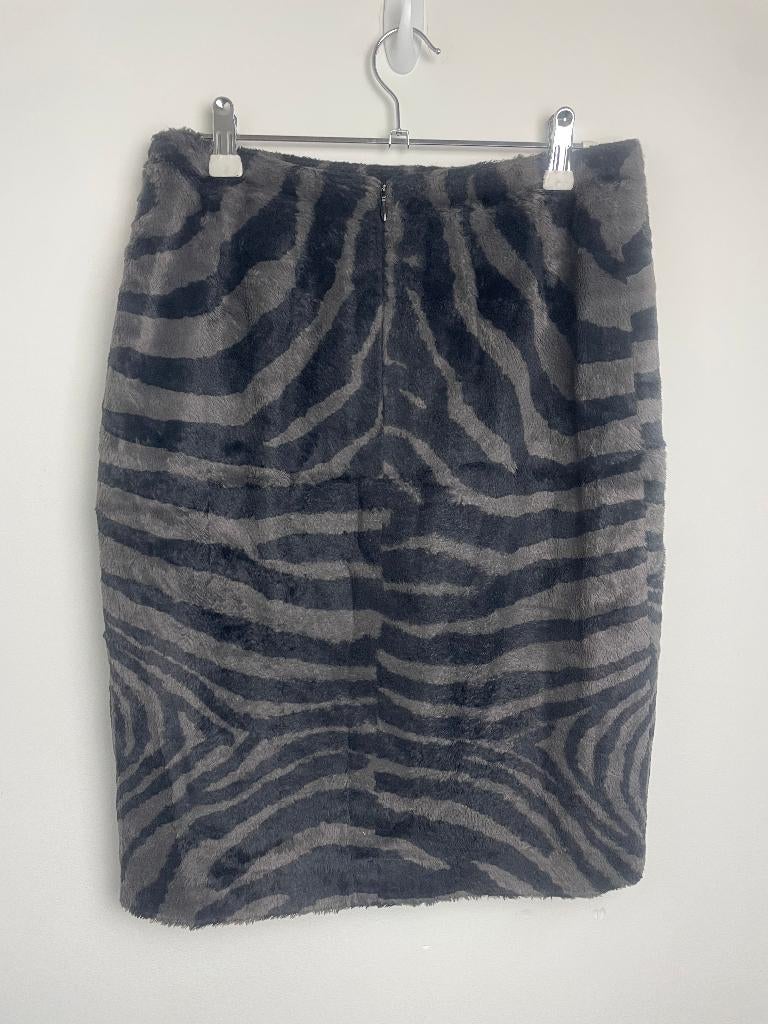 Pauw Studio faux fur zebraprint rok zwart grijs maat 1/S, INFO@PAUW.COM, Europaplein 37 1078 GV AMSTERDAM, Zwart, Pauw