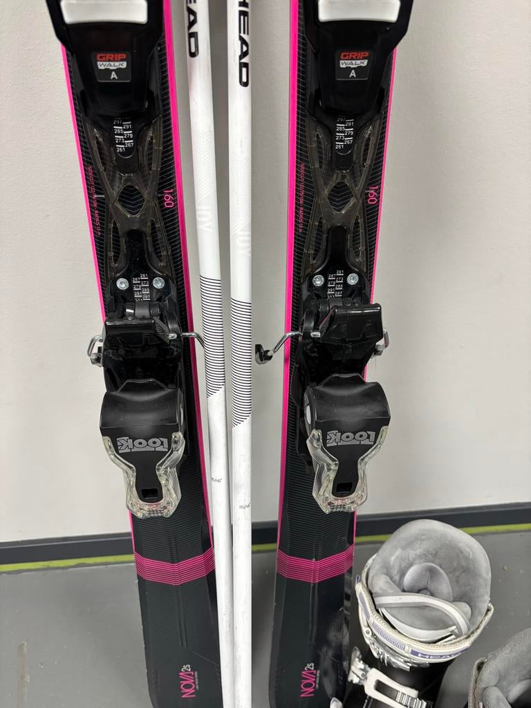 Rossignol ski’s met Head skischoenen en stokken dames, Ophalen, 160 tot 180 cm, Gebruikt, Rossignol