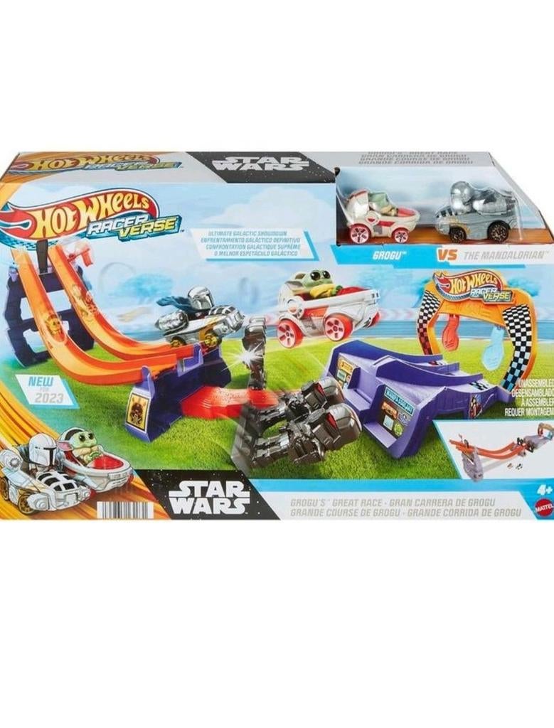 Hot Wheels RacerVerse Star Wars Baanset Grogu/Mandalorian, Racebaan, Zelf te bouwen, Nieuw, Ophalen of Verzenden