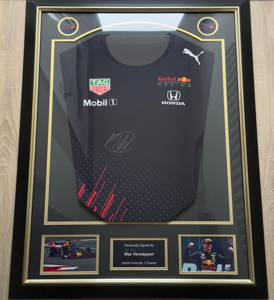 Professioneel ingelijst en gesigneerd shirt Max Verstappen, Ophalen, Nieuw, Formule 1
