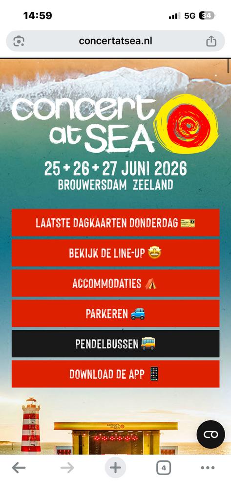 Opzoek naar kaartjes voor concert at sea vrijdag en zaterdag, Tickets en Kaartjes, Twee personen, Juni