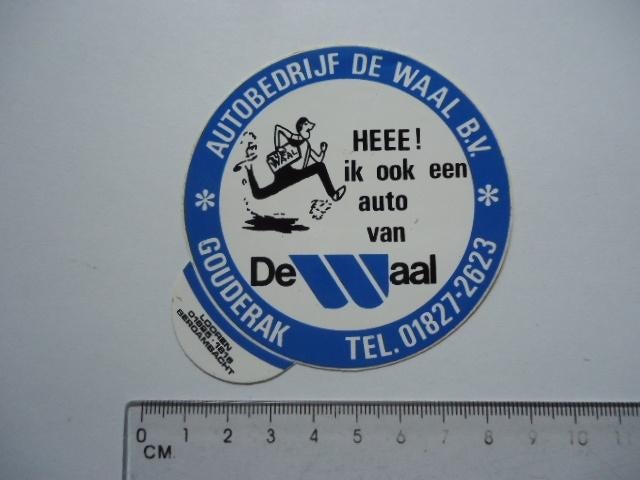 sticker oud Gouderak DE WAAL auto autobedrijf strip garage, Verzenden, Zo goed als nieuw, Bedrijf of Vereniging