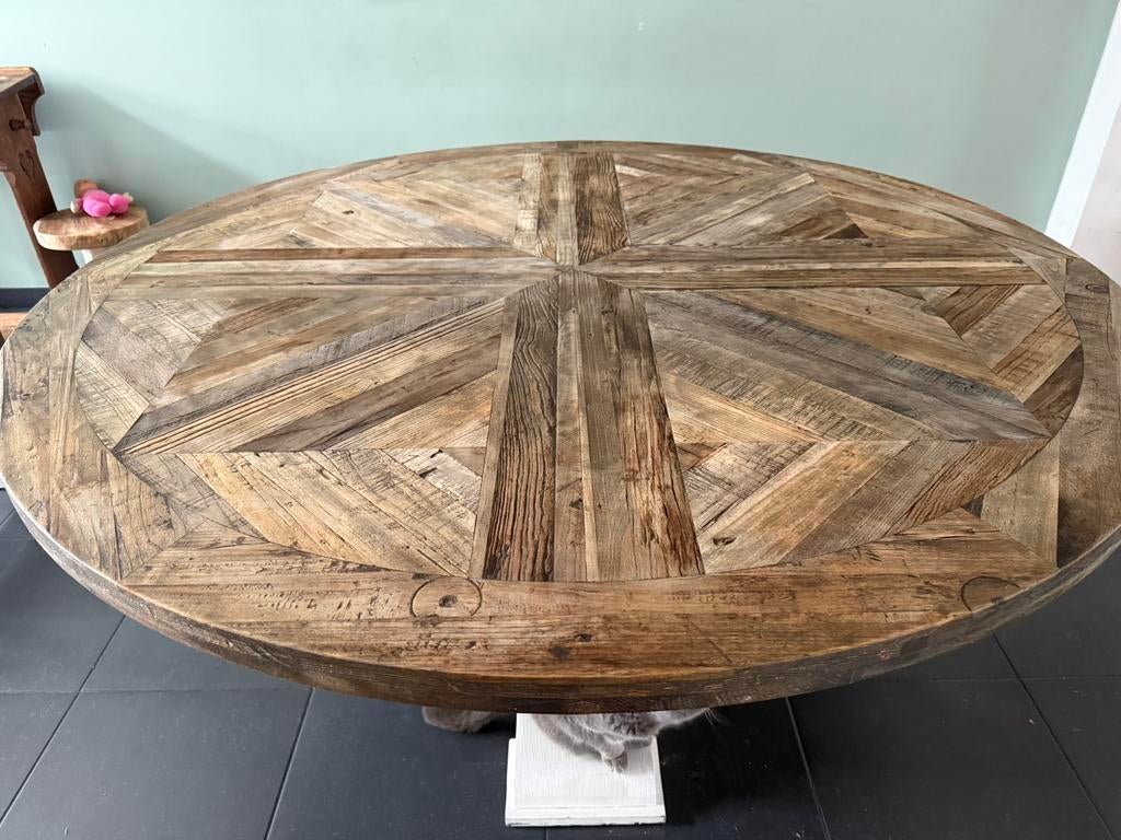 Riviera Maison Crossroads tafel ø160cm, Huis en Inrichting, Tafels | Eettafels, Ophalen, Zo goed als nieuw, Rond, 150 tot 200 cm