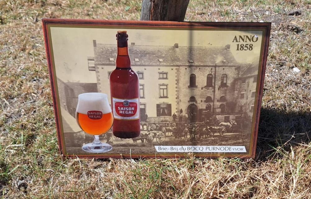 Vintage glacoide Saison Regal Bier Reclamebord uit 1983., Reclamebord, Gebruikt, ., Ophalen of Verzenden